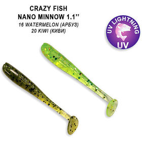 Силиконовая приманка Crazy Fish Nano Minnow 1,1 / 68-27-16/20-5 / Чеснок (16 шт.)