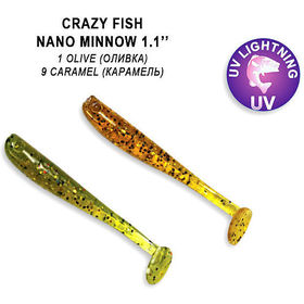 Силиконовая приманка Crazy Fish Nano Minnow 1,1 / 68-27-1/9-5 / Чеснок (16 шт.)