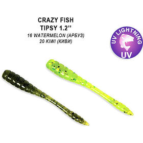Силиконовая приманка Crazy Fish Tipsy 1.2 / 69-30-16/20-5 / Ж.Чеснок (16 шт.)