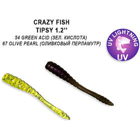 Силиконовая приманка Crazy Fish Tipsy 1.2 / 69-30-54/67-5 / Ж.Чеснок (16 шт.)
