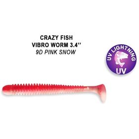 Силиконовая приманка Crazy Fish Vibro Worm 3,4 / 13-85-9d-6 / Кальмар (5 шт.)