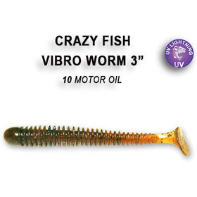 Силиконовая приманка Crazy Fish Vibro Worm 3 / 11-75-10-1 / Анис (5 шт.)