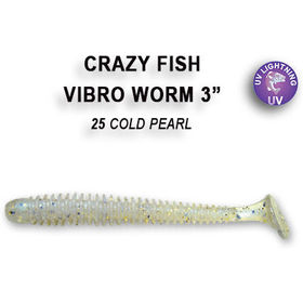 Силиконовая приманка Crazy Fish Vibro Worm 3 / 11-75-25-6 / Кальмар (5 шт.)