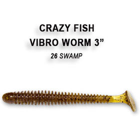 Силиконовая приманка Crazy Fish Vibro Worm 3 / 11-75-26-4 / Креветка (5 шт.)