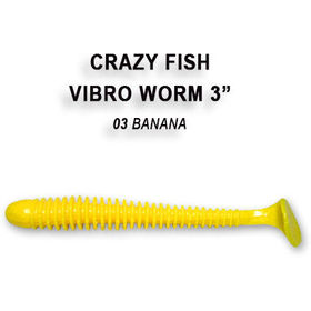 Силиконовая приманка Crazy Fish Vibro Worm 3 / 11-75-3-5 / Ж.Чеснок (5 шт.)