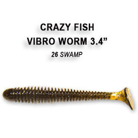 Силиконовая приманка Crazy Fish Vibro Worm 3,4 / 12-85-26-6 / Кальмар (5 шт.)