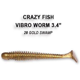 Силиконовая приманка Crazy Fish Vibro Worm 3,4 / 12-85-28-6 / Кальмар (5 шт.)