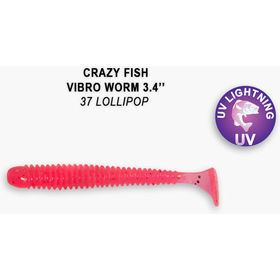 Силиконовая приманка Crazy Fish Vibro Worm 3,4 / 12-85-37-6 / Кальмар (5 шт.)