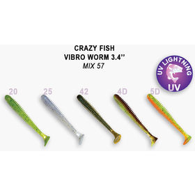 Силиконовая приманка Crazy Fish Vibro Worm 3,4 / 12-85-M57-6 / Кальмар (5 шт.)