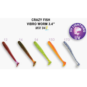 Силиконовая приманка Crazy Fish Vibro Worm 3,4 / 12-85-M94-6-F / Кальмар (5 шт.)