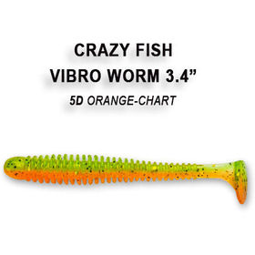 Силиконовая приманка Crazy Fish Vibro Worm 3,4 / 13-85-5d-6 / Кальмар (5 шт.)