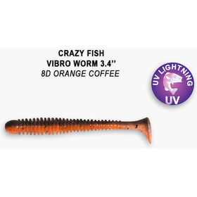 Силиконовая приманка Crazy Fish Vibro Worm 3,4 / 13-85-8d-4 / Креветка (5 шт.)