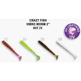 Силиконовая приманка Crazy Fish Vibro Worm 3 / 3-50-М24-6 / Кальмар (8 шт.)