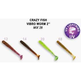 Силиконовая приманка Crazy Fish Vibro Worm 3 / 3-50-М28-6 / Кальмар (8 шт.)