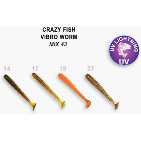 Силиконовая приманка Crazy Fish Vibro Worm 3 / 3-50-M43-6 / Кальмар (8 шт.)