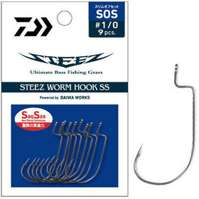 Крючок Daiwa Steez Worm Hook SS SOS #1/0 (упаковка - 9шт)