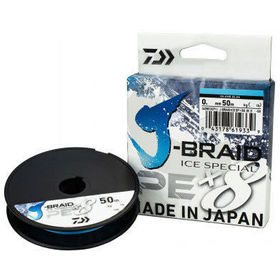 Леска плетёная Daiwa J-Braid Ice Special x8 PE 50м 0.06мм (Island Blue)