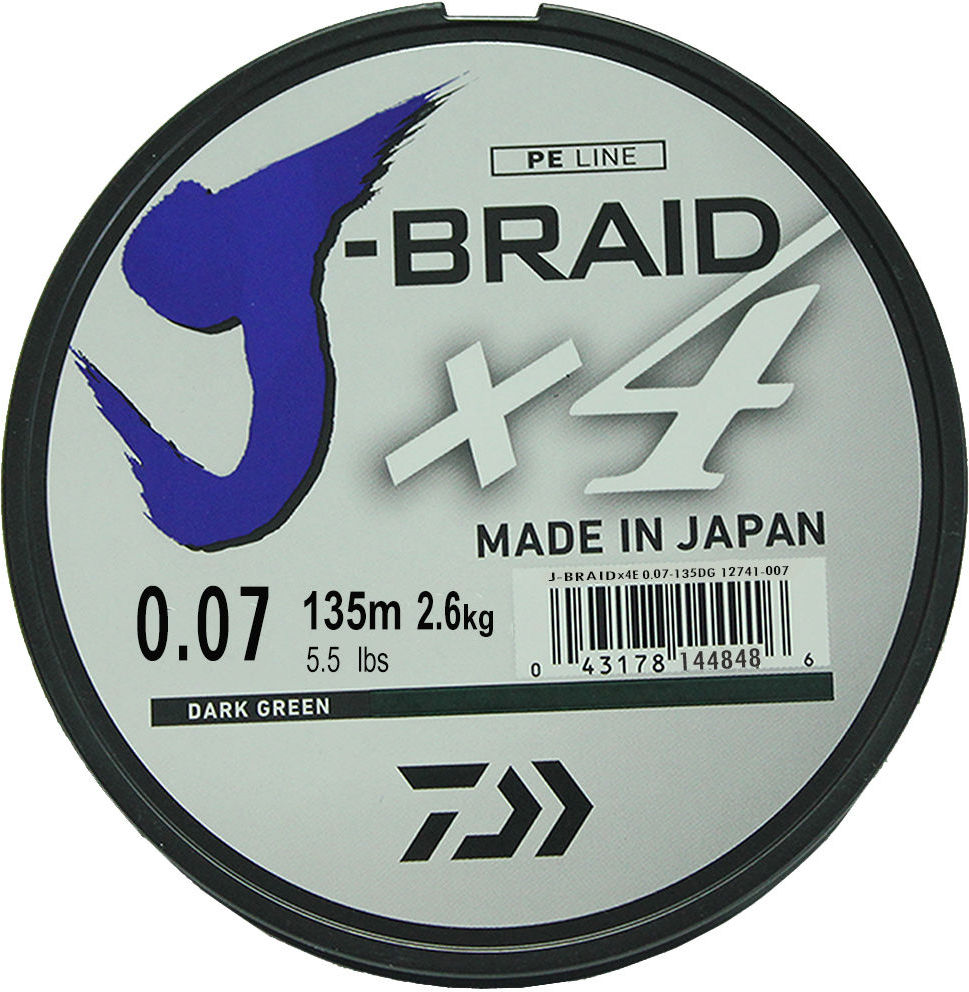 Леска плетеная DAIWA J-Braid X4 0,07мм 135 (зеленая)