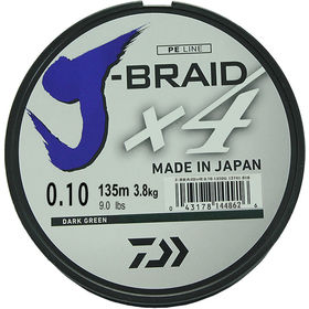 Леска плетеная DAIWA J-Braid X4 0,10мм 135 (зеленая)