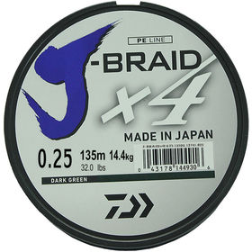 Леска плетеная DAIWA J-Braid X4 0,25мм 135 (зеленая)