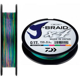 Леска плетеная DAIWA J-Braid X4E 300м 0.10мм (Многоцветная)