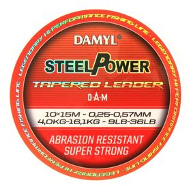 Шок лидер конусный DAM DAMYL STEELPOWER Tapered Leader, 0.20-0.50мм