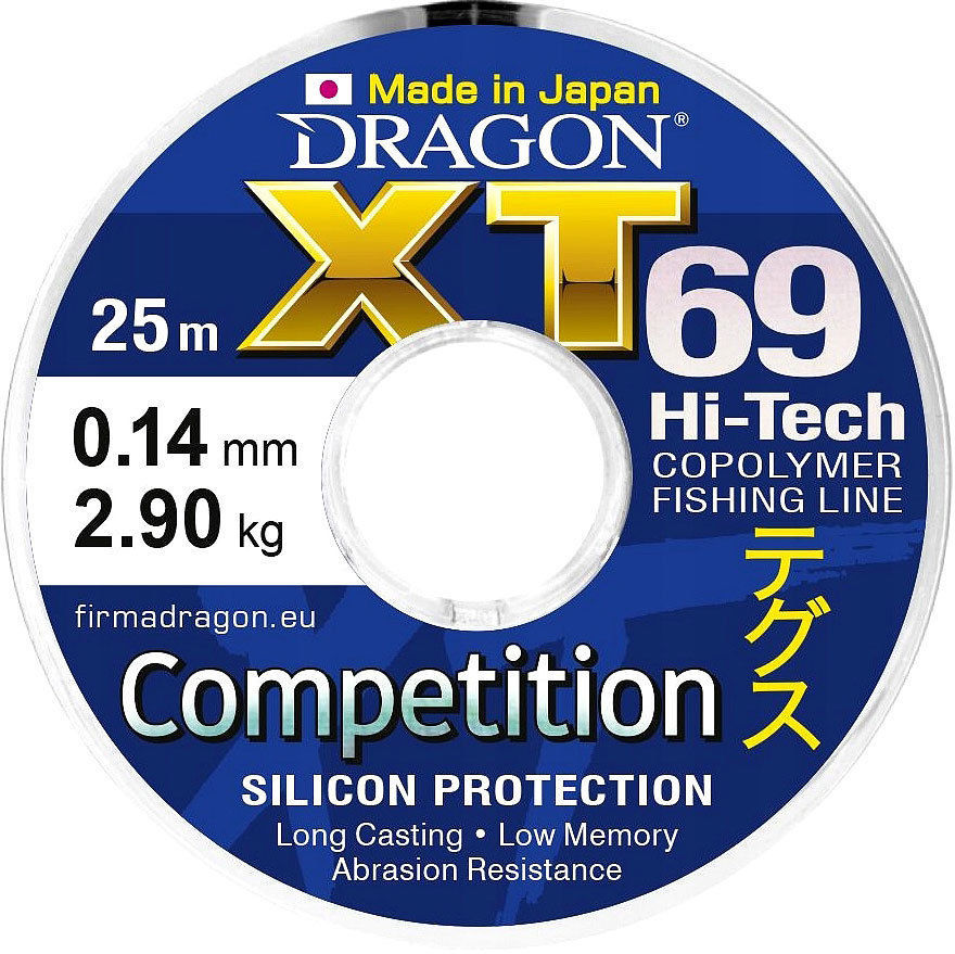 Леска Dragon XT69 Hi-Tech Competition 25м 0.16мм (синяя)