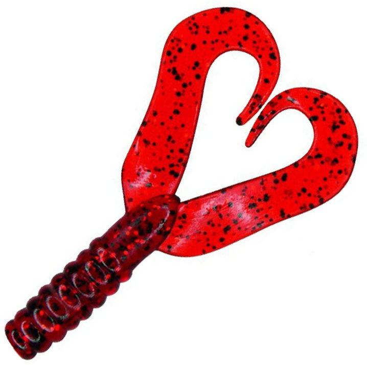 Мягкая приманка Dragon Twin Tail 2 (5см) Red Dark Black/Red Glitter (упаковка - 20шт)