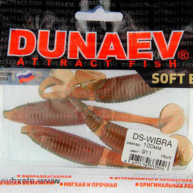 Силиконовая приманка Dunaev DS-Wibra (10 см) 911 м.масло красное, блестки красные (упак. - 4 шт)