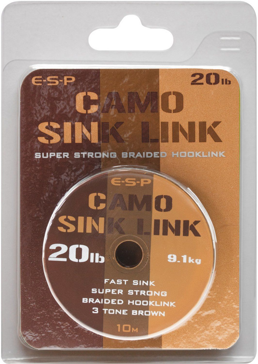 Поводковый материал E-S-P CAMO SINK LINK - Camo Brown 3-Tone  / 10m, 15lb