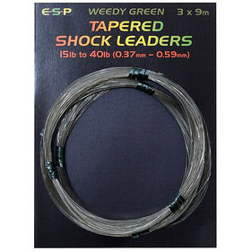 Шок-лидер конусный ESP Tapered Shock leaders 9м 0.37-0.59мм Green