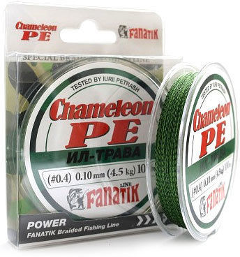 Леска плетеная Fanatik Chameleon PE X4 #0.4 100м 0.10мм (Ил-трава)