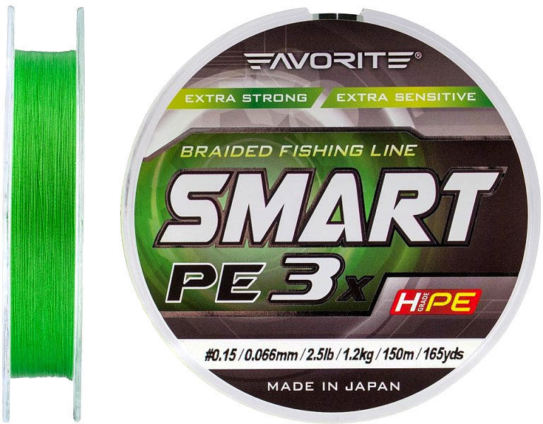 Леска плетеная Favorite Smart Pe 3x Light Green #0.15 150м 0.66мм
