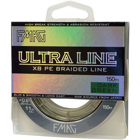 Леска плетеная Fmag Ultra Line PE X8 150м 0.12мм (тёмно-зелёная)