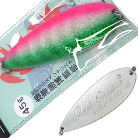 Блесна Fujiwara Sake-Katz (45г) Silver Powder Green Pink