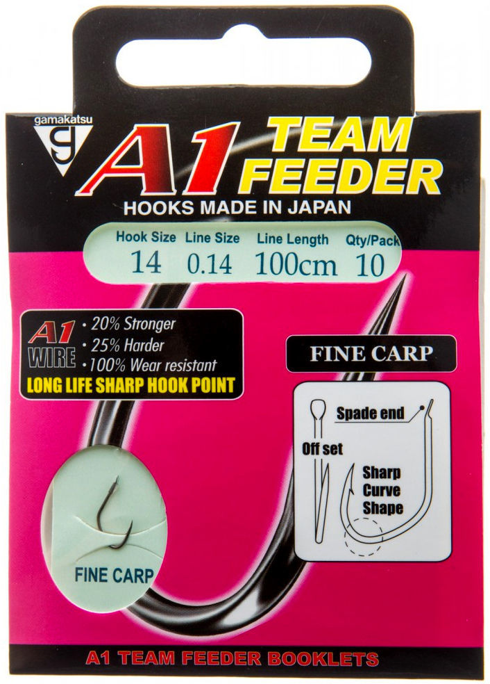 Крючок с поводком Gamakatsu A1 Team Feeder Fine Carp 100см №14 d-0.14 ...