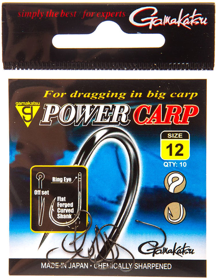 Крючок Gamakatsu Power Carp Ring Eye NSB №14 (упаковка - 10шт)