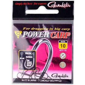 Крючок Gamakatsu Power Carp Ring Eye NSB Barbless Black №10 (упаковка - 10шт)