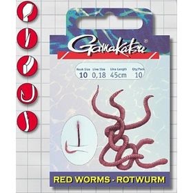 Крючок с поводком Gamakatsu BKD-5260B Red Worm №4/025 (10 штук)