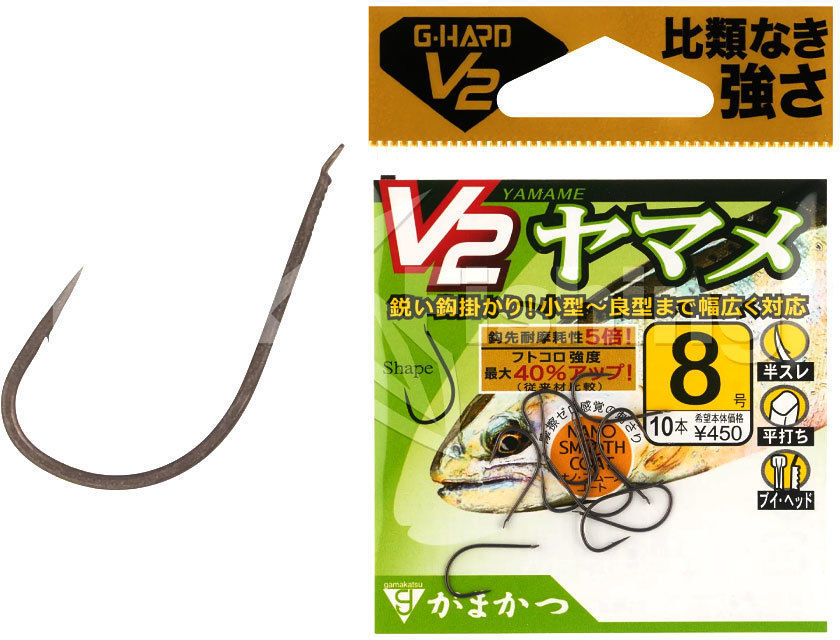 Gamakatsu G-Hard V2 Kai Fishing Hooks – Short Straight Point, High Strength, Box Of 84 (Size 6)