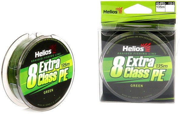 Леска плетеная Helios Extra Class 8 PE Braid Green 135м 0.10мм