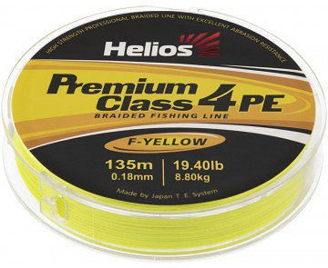 Леска плетеная Helios Premium Class 4 PE Braid Fluorescent Yellow 135м 0.12мм