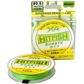 Леска плетеная HitFish Bombyx 4X PE #0.6 0.128 mm (Light green)
