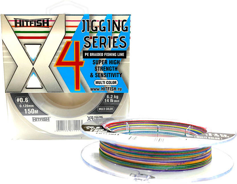 Леска плетеная HitFish X4 Jigging Multicolor #0.6 150 м 0.128 мм (многоцветная)