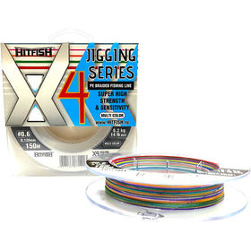 Леска плетеная HitFish X4 Jigging Multicolor #0.6 150 м 0.128 мм (многоцветная)