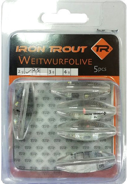 Груз-оливка прозрачный Iron Trout Long Cast Olive 2.5г (упаковка - 5шт)