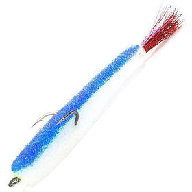 Поролоновая рыбка Контакт Крючок-открытый двойник (8 см) бело-синий