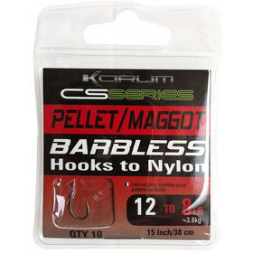 Готовый поводок Korum Barbless Hooks To Nylon - Pellet/Maggot (Пеллетс/Опарыш) №12