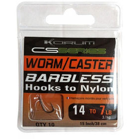 Готовый поводок Korum Barbless Hooks To Nylon - Worm/Caster (Мотыль/Кастер) №14