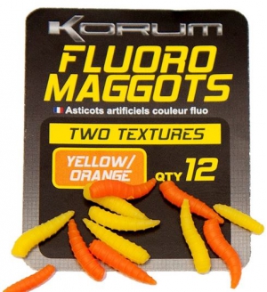 KORUM FLUORO MAGGOT- YELLOW AND ORANGE Насадка исскуственная опарыш флю желтый и оранжевый